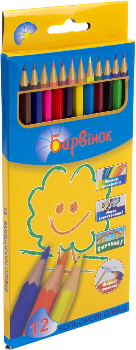 Карандаши цветные 12 цветов Барвинок пластиковые (12) (240) 5-202/5