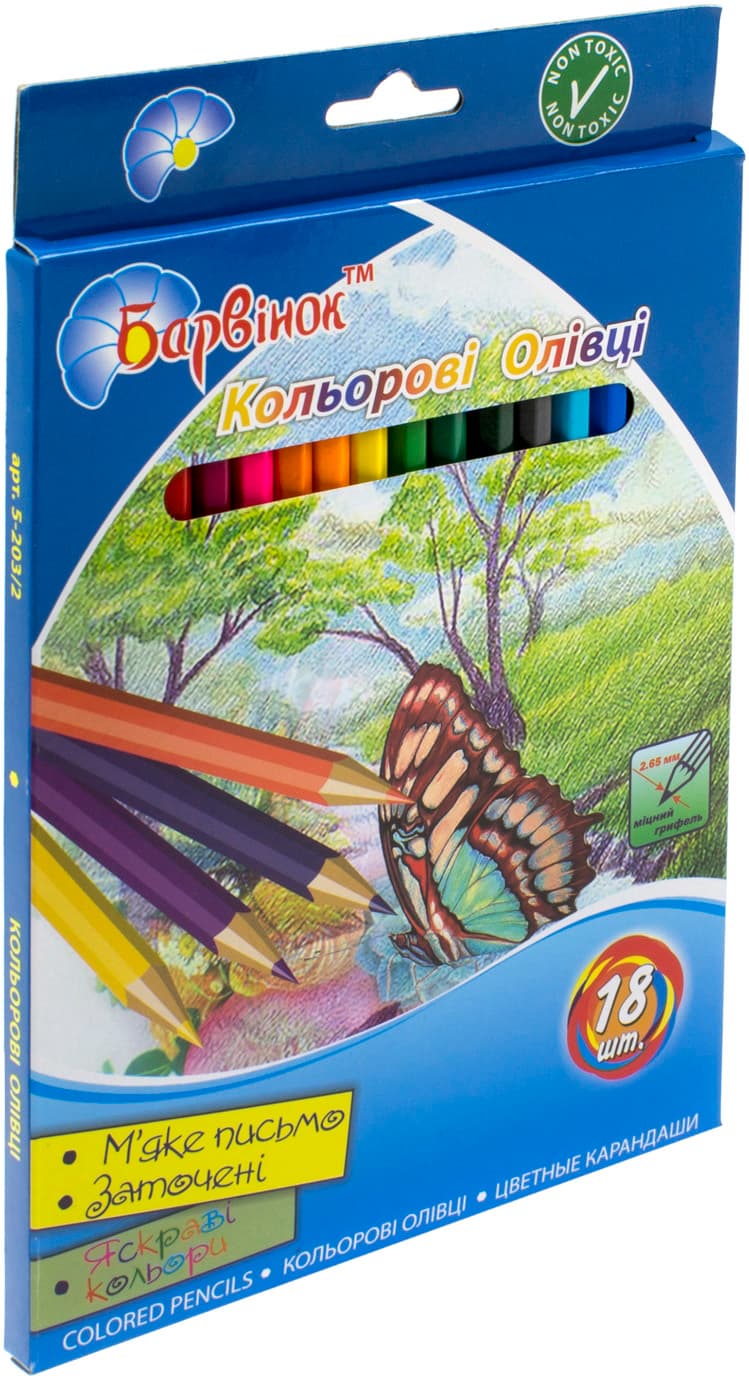 Карандаши цветные Барвинок Цветы 18 цветов (8) (160) 5-203/2