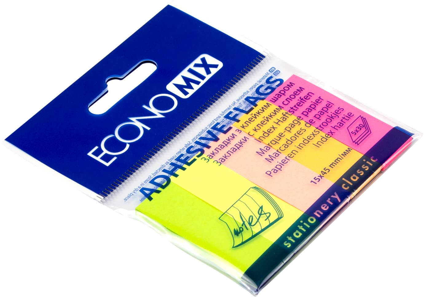 Стикеры-закладки Economix 5 неоновых цветов 150 шт (20) Е20935
