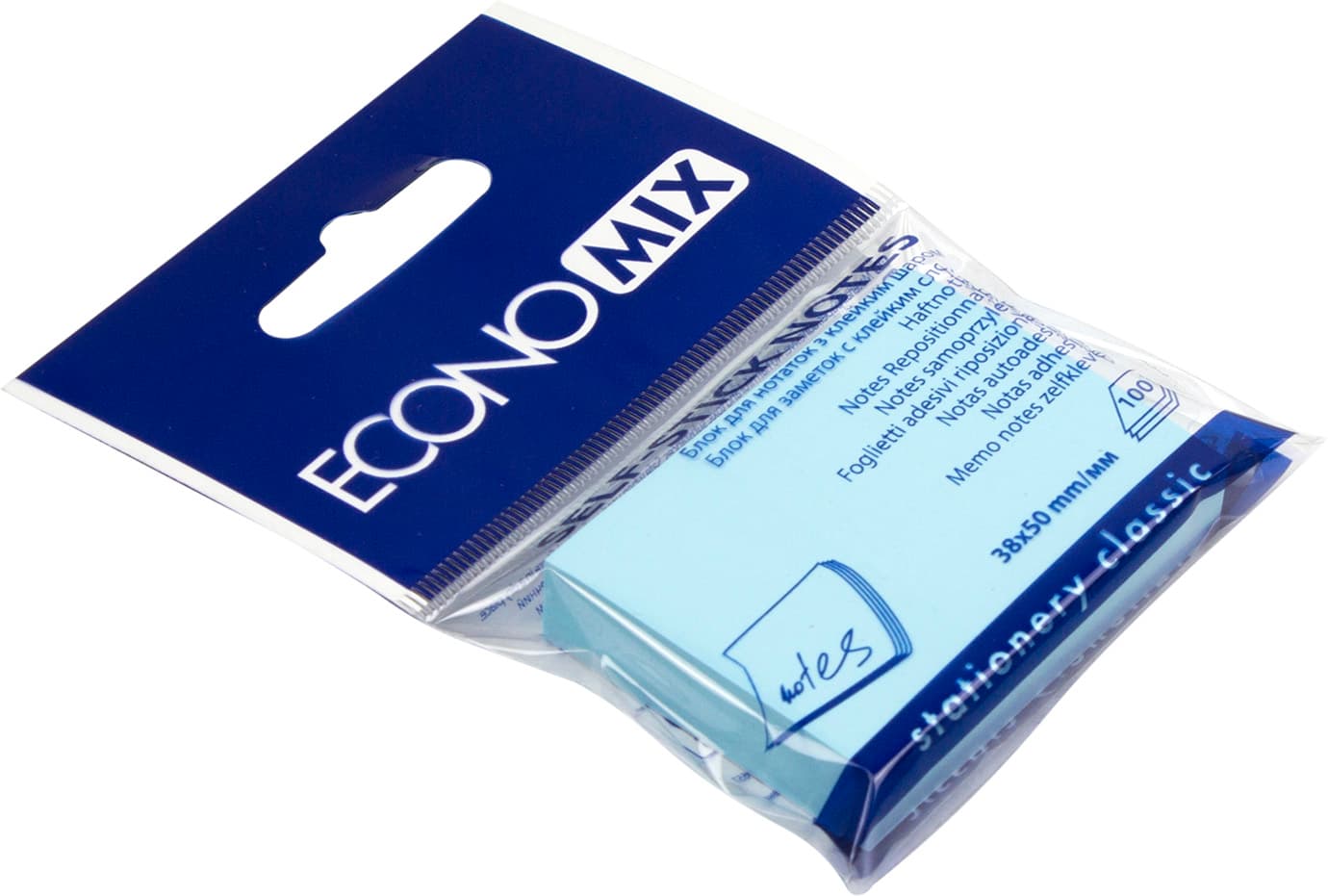 Блок для заметок с липким слоем 38х50 мм 100 листов голубой Economix (12) E20930-11