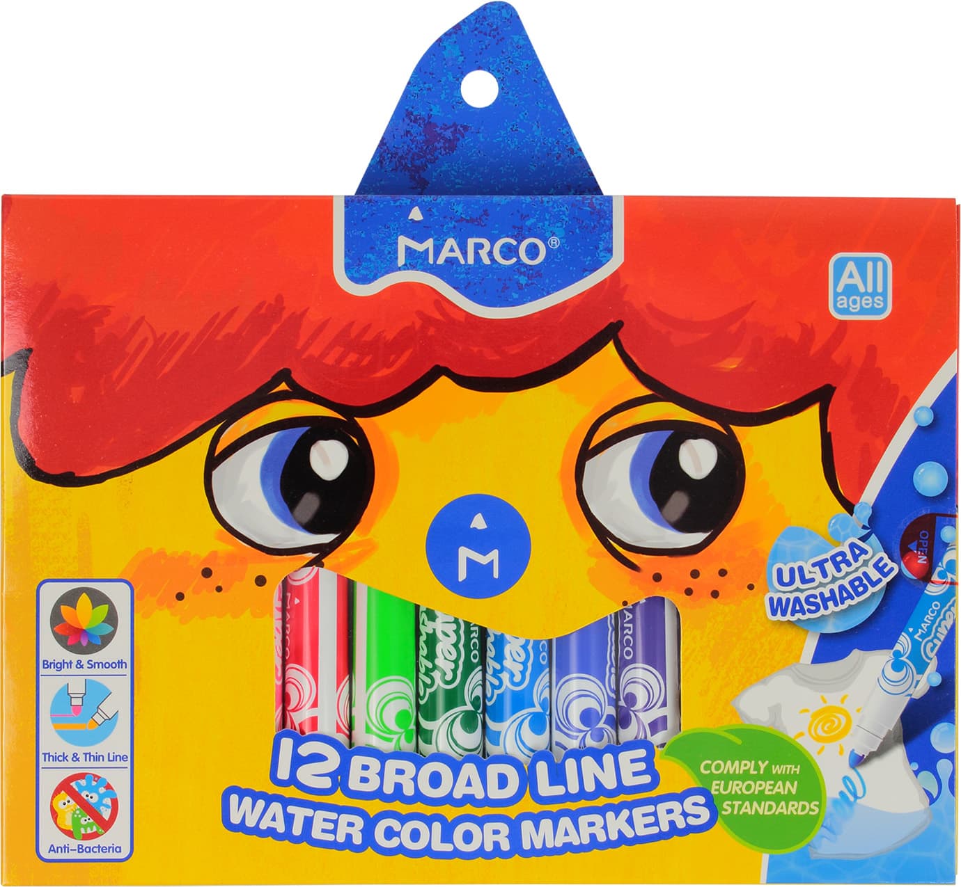 Фломастери Marco 12 кольорів 1,8 мм Jumbo (12) (48) 1632/12