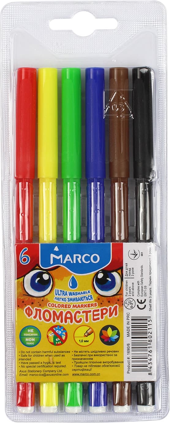 Фломастеры Marco 6 цветов (48) (384) 1690/6