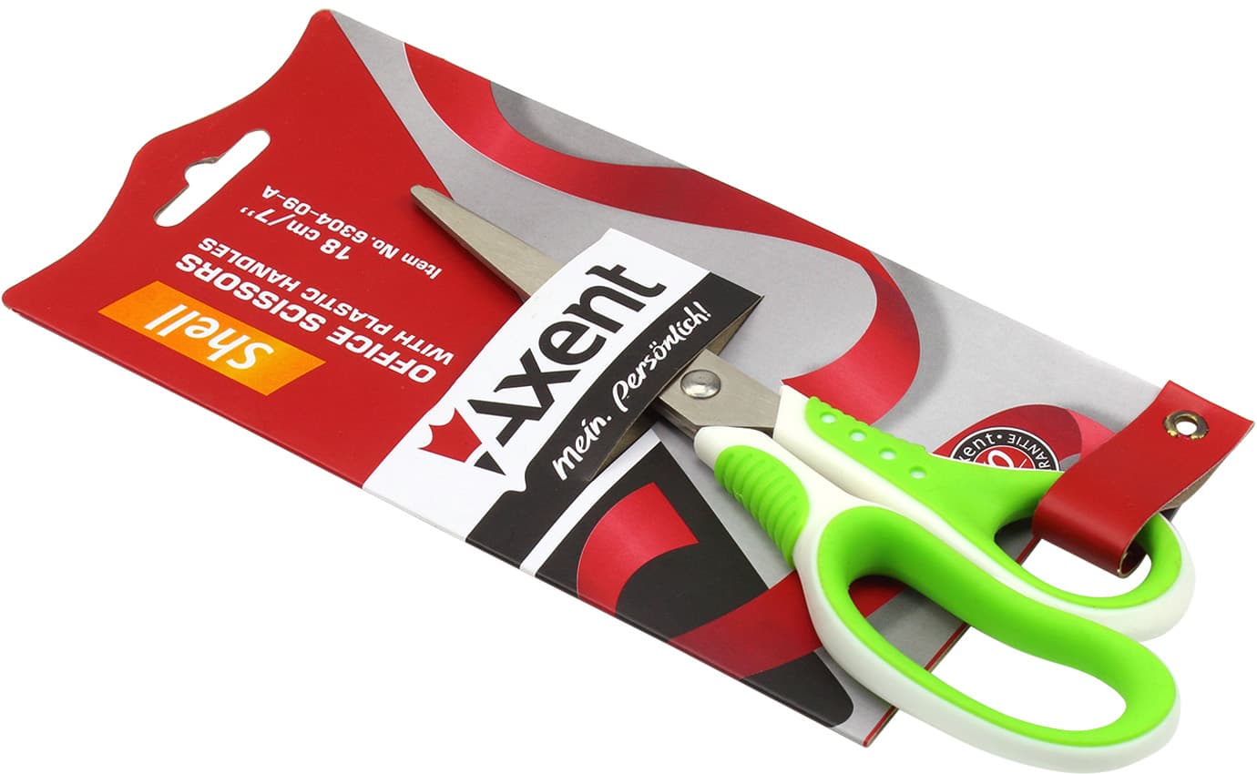 Ножиці офісні Axent 18 см Shell біло-салатові (10) (200) 6304-09
