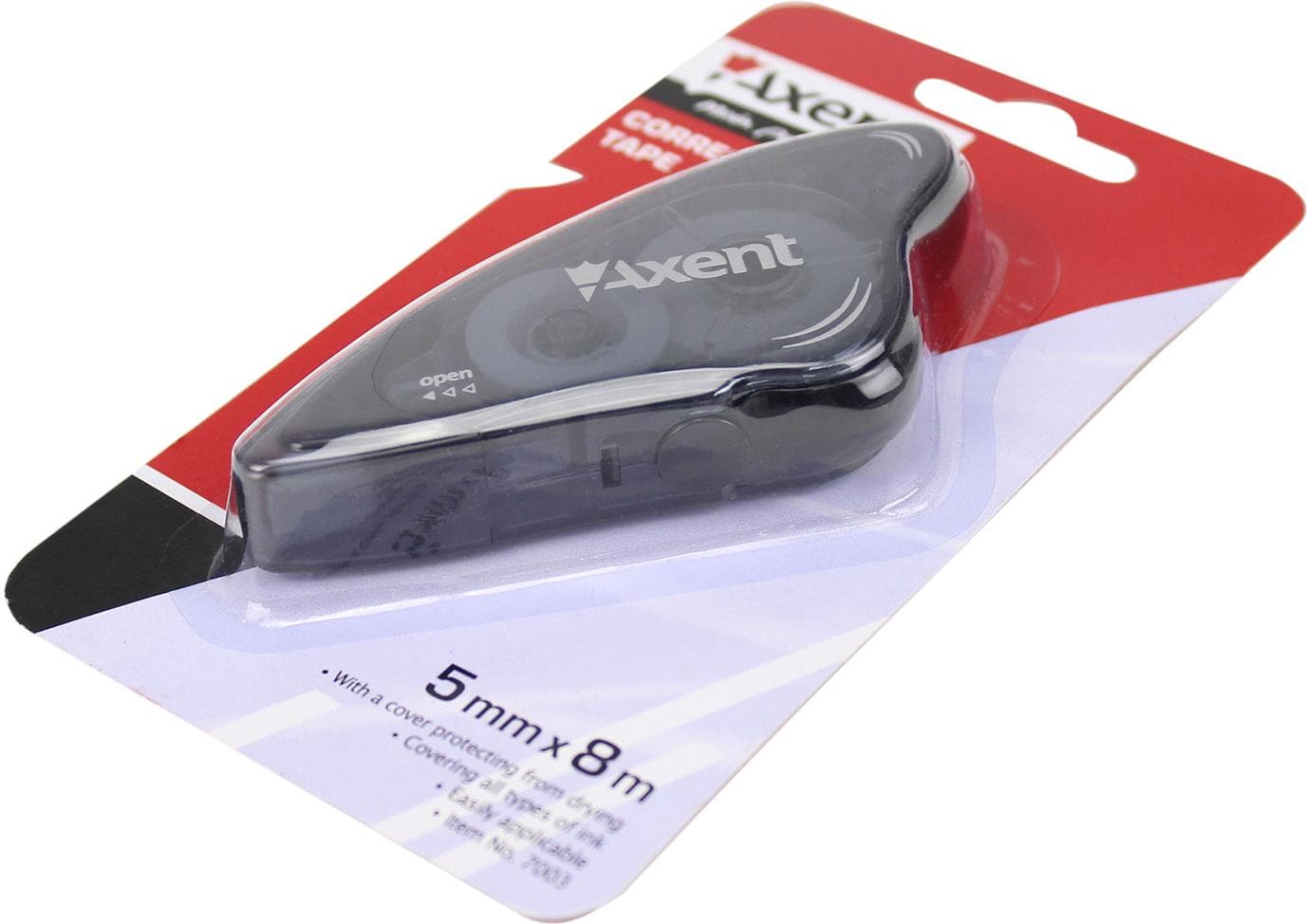 Корректор ленточный Axent 5ммх8м, черный (12) (432) 7003-01
