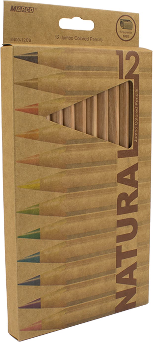 Карандаши цветные Marco Natural 12 цветов Jumbo с точилкой (12) (72) 6400-12CB