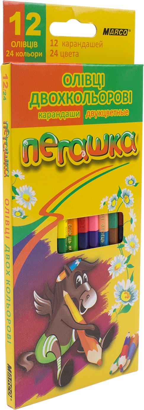 Карандаши цветные 24 цвета/12 шт Пегашка (12) (240) 1011-12