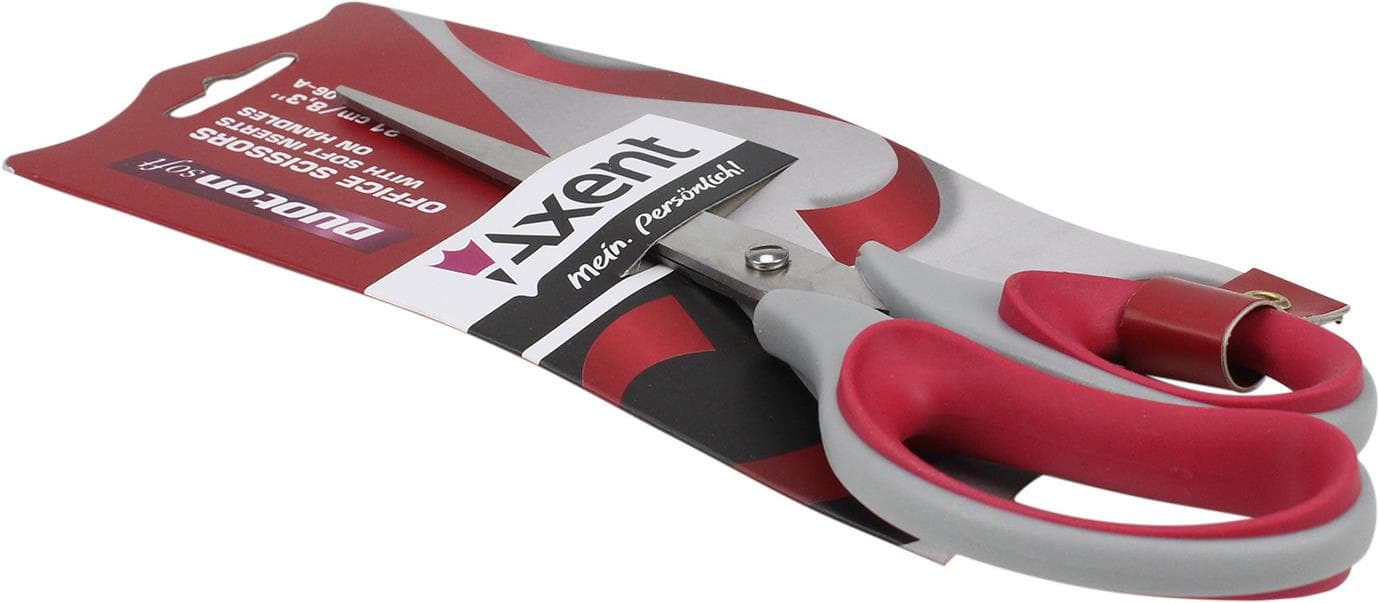 Ножиці офісні Axent Duoton Soft 21см сіро-червоні (10) (100) 6102-06 