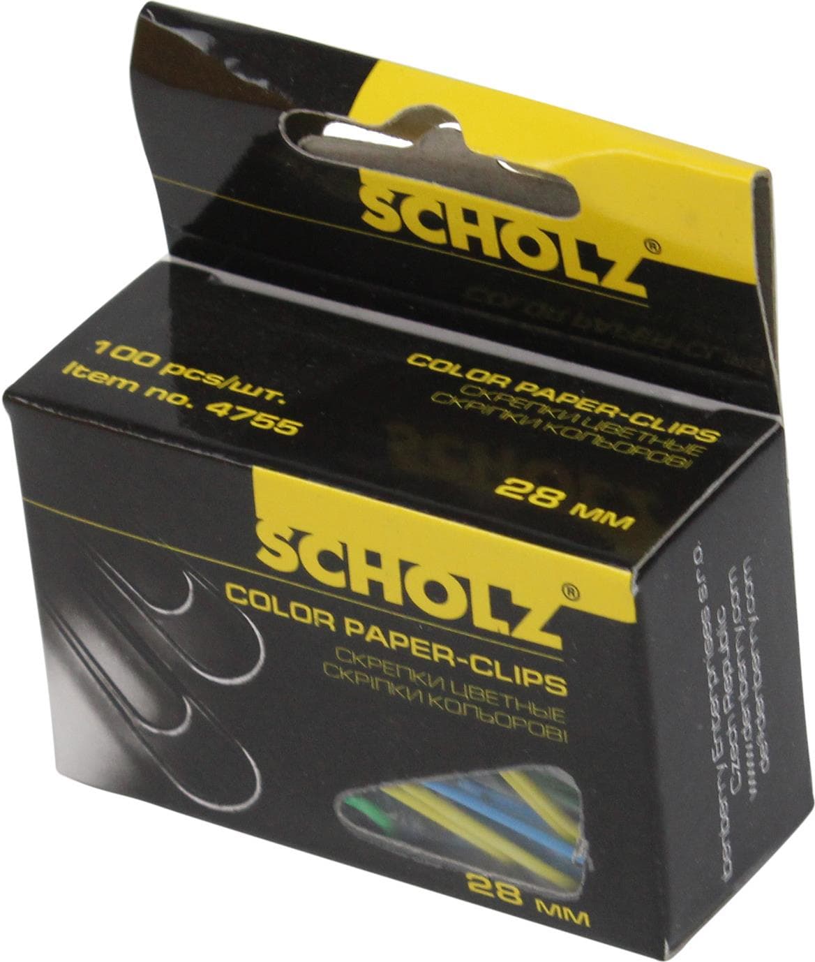 Скрепки Scholz 28 мм 100 шт прямые, цветные (10) 4755