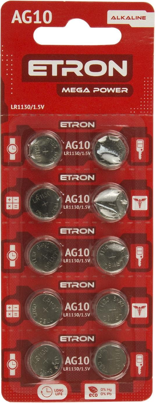 Батарейка Etron Mega Power AG10/10bl LR1130 (10) (200)