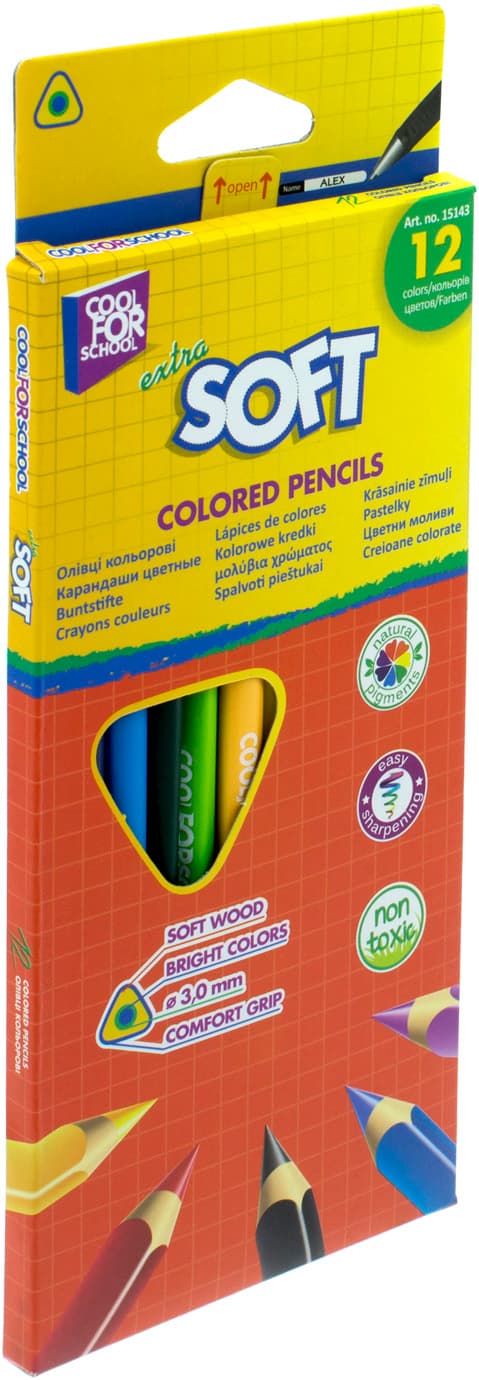 Карандаши цветные 12 цветов Cool For School Extra soft треугольные (12) CF15143