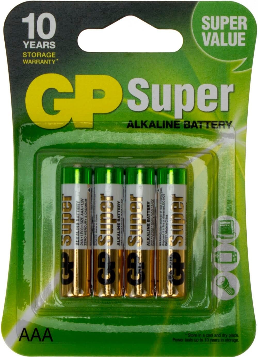 Батарейки GP Super 24A-U4 LR-03 блістер 4 шт (10) (80)