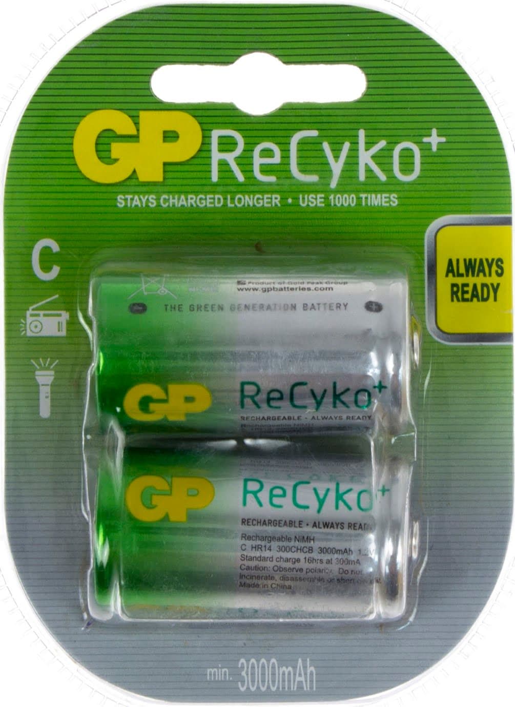 Акумулятори GP NіMH 300CHCBE-GB2 (R-14, 3000mAh) блістер 2 шт