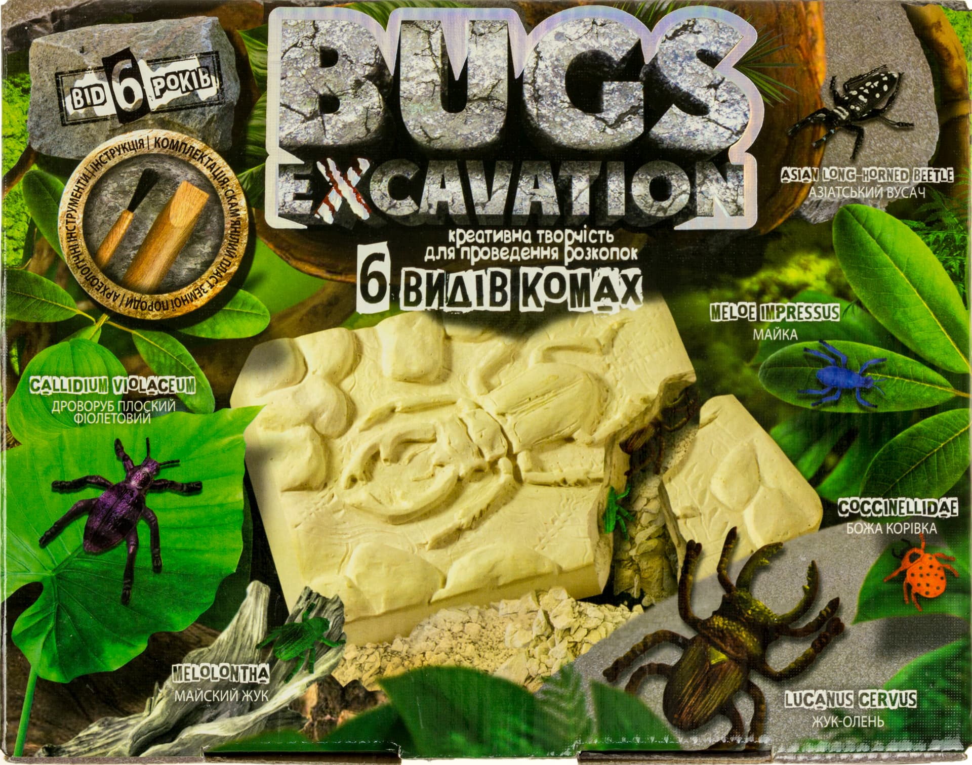 Набор для проведения раскопок DankoToys Bugs excavation жуки на украинском (6) №BEX-01-05U,06U