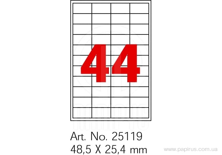 Этикетки самоклеящиеся Optima 44 шт 48,5 х25,4 мм (100) (1000) №O25119
