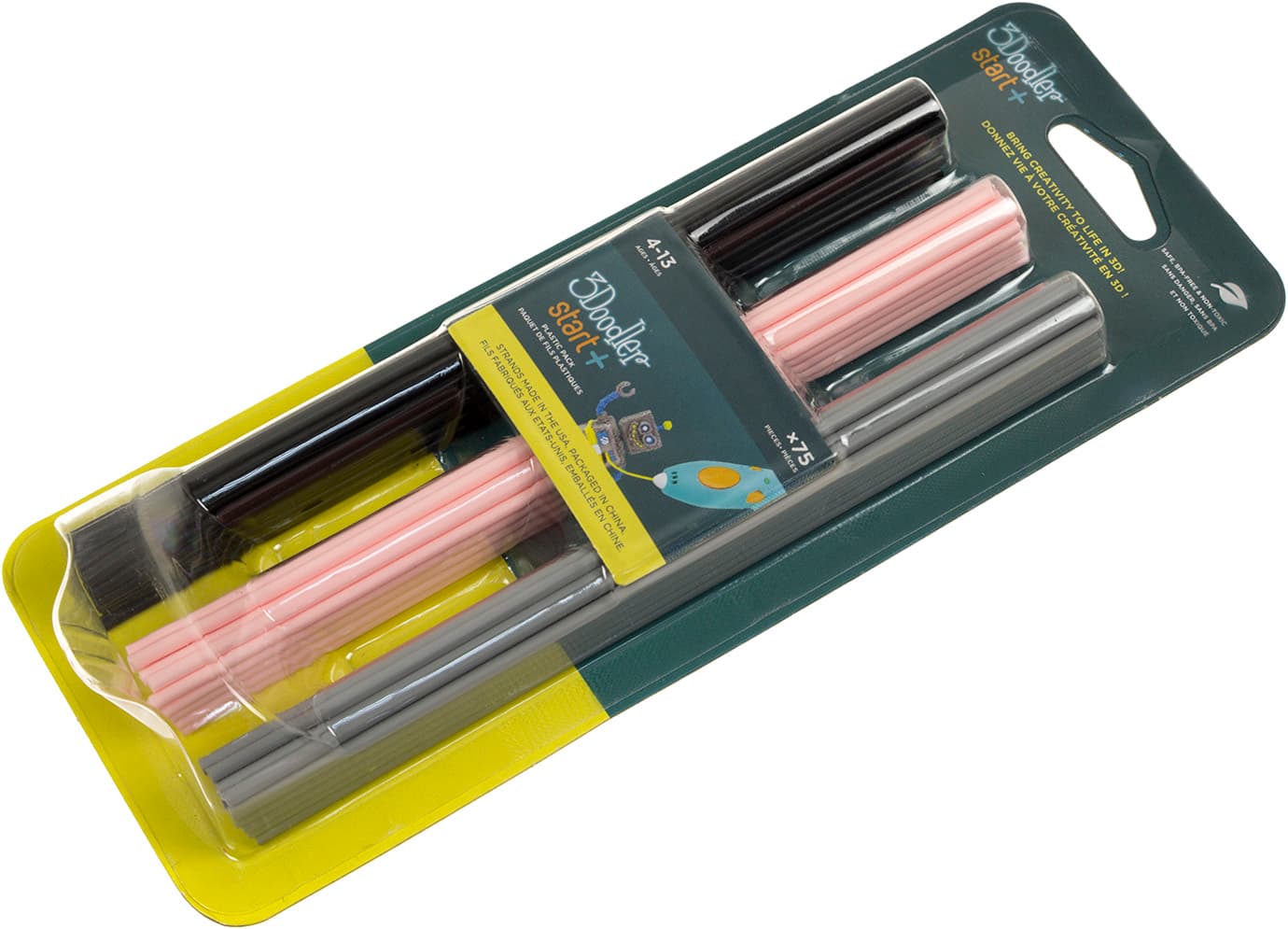  Набір стрижнів для 3D-ручки 3 Doodler Start чорний, рожевий, сірий (75 шт.) №3DS-ECO-MIX3-75