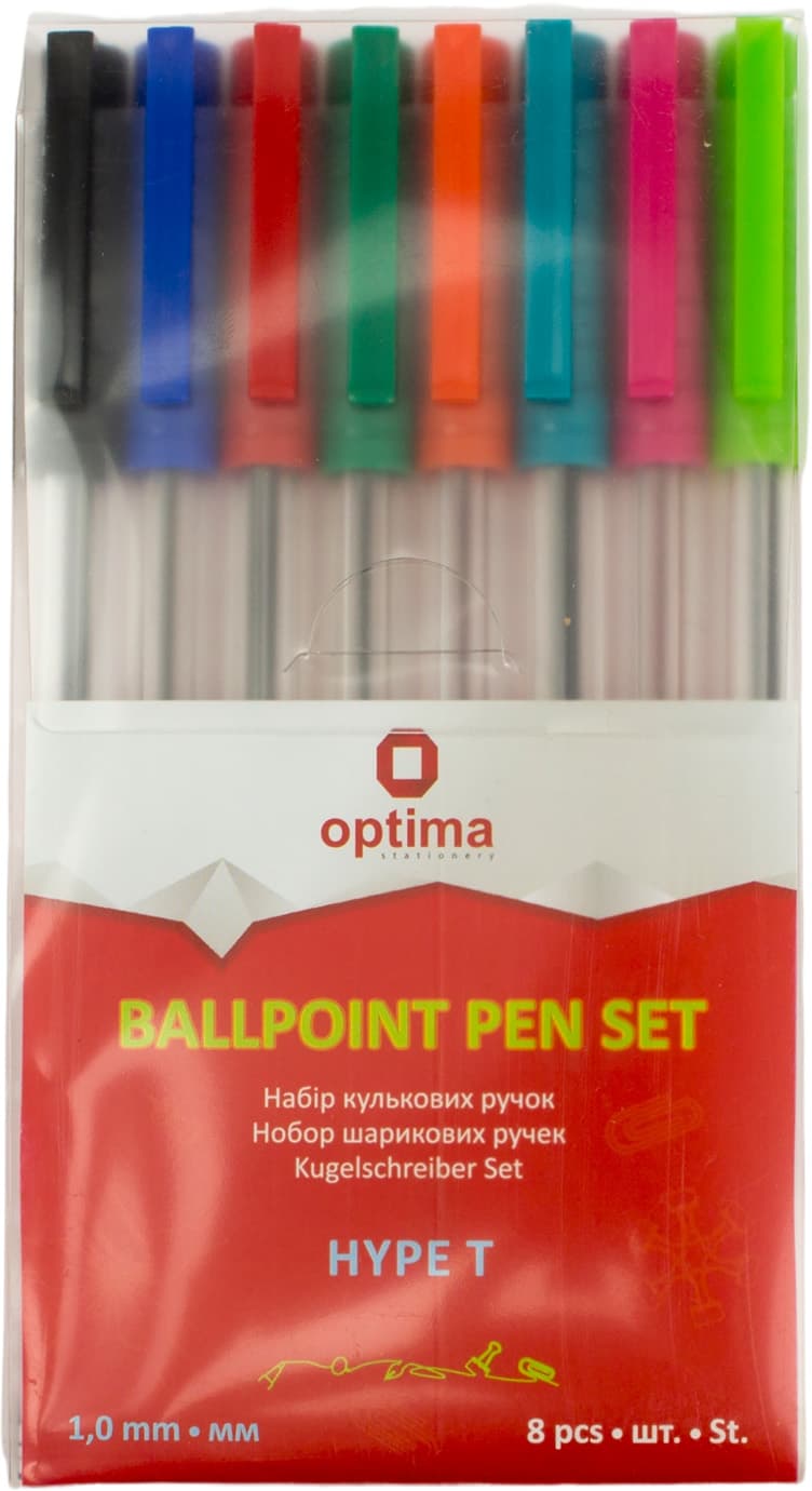 Набор шариковых ручек Optima Hype T 1 мм 8 цветов (1) (72) №O15737