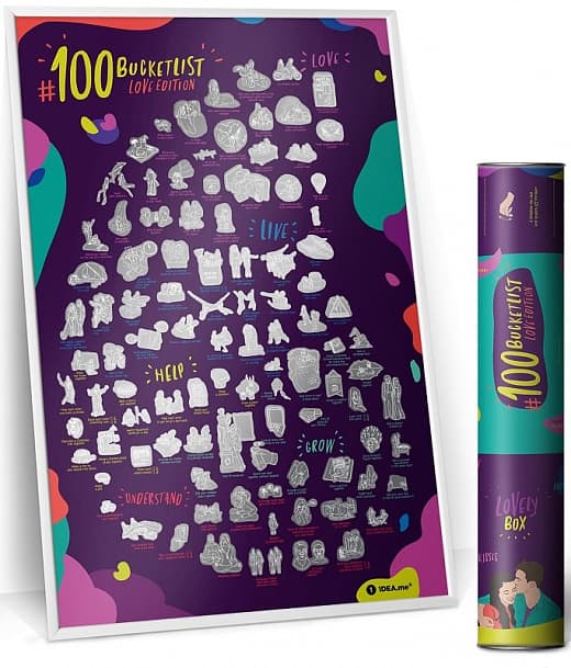 Плакат-скетч постер #100 Дел Love edition в тубусе на английском