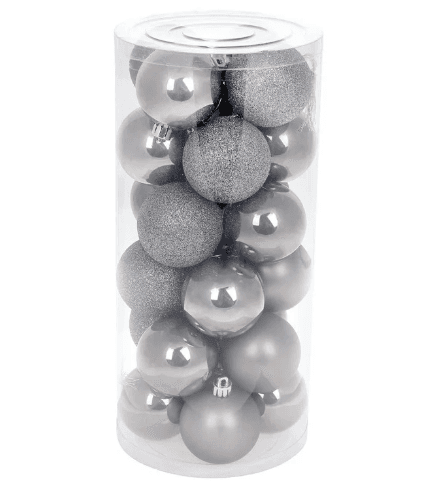Набір куль пластикових в коробці 6 см 24 шт теплий сірий (72) №147-149 Bonadi