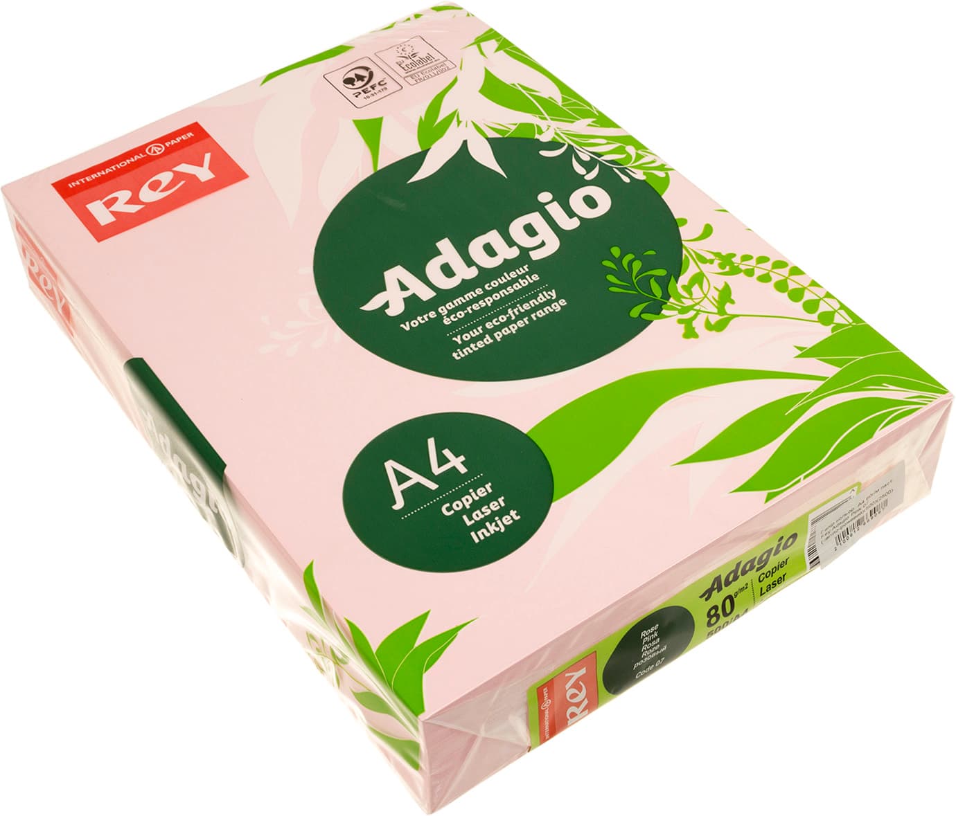 Бумага цветная А4 80г/м2 пастель Rey Adagio Pink 07 светло-розовая(500)