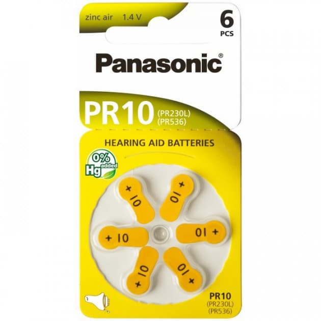 Батарейка Panasonic ZincAir ZA-10/PR-230/6bl для слухового аппарата (6) (60)
