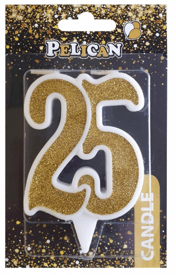 Свеча юбилейная 25 лет, 7см золото (1) (32) №867125Pelican