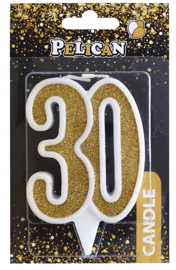 Свеча юбилейная 30 лет, см золото (1) (32) №867130Pelican