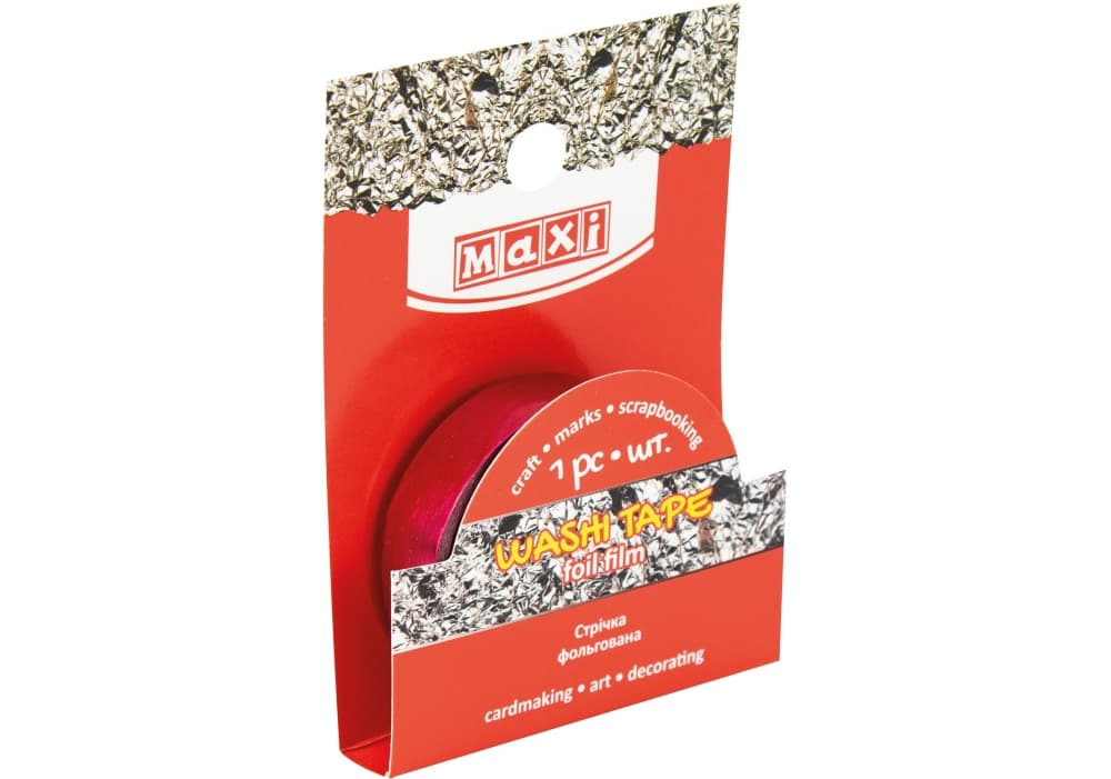  Лента декоративная Maxi из фольги 10мм х 5м красная (20) №MX62095