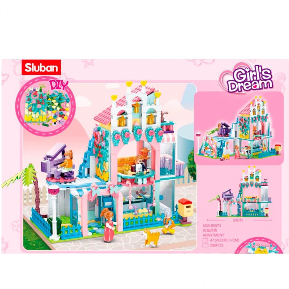 Конструктор "Sluban" Домик,мебель,фигурки,601дет.,в кор-ке,47,5х33,5х7см №M38-B0973(12)