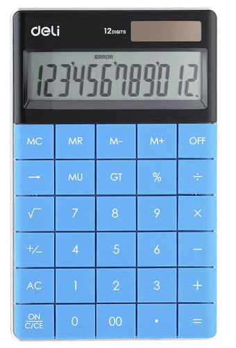 Калькулятор "Deli" №1589-BI (12-разряд.) 165х103х12,5мм голубой