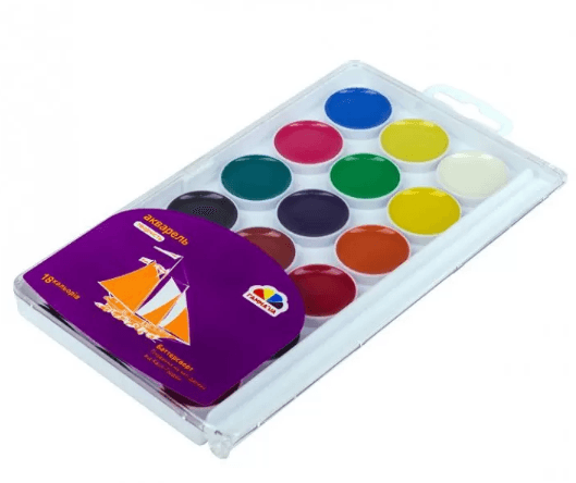 Акварель 18 цветов Творчество без кисточки. пластик Гамма UA (12) №400104