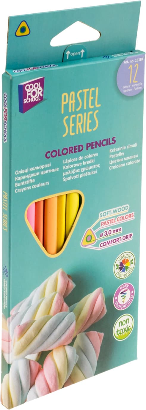 Олівці кольор. 12 кольор. "CoolForSchool" №CF15184 Premium Pastel тригран.(12)(240)