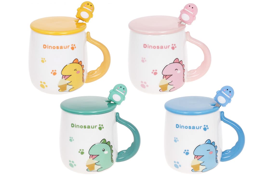 Чашка-заварник керам. 430мл "Dinosaur" з кришкою і ложкою №927-224/Bonadi/(1)(24)