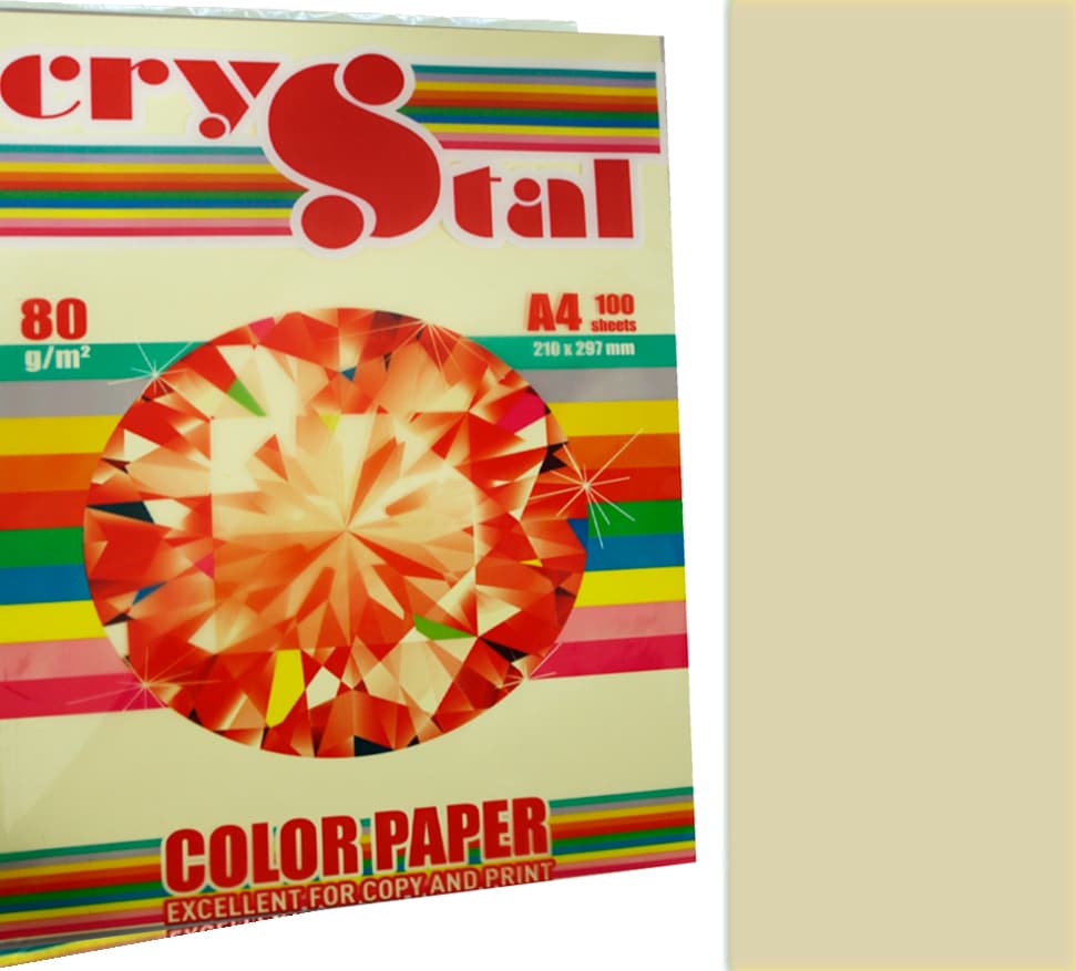 Бумага цветн. А4 80г/м паст. Crystal Color Paper Ivory 100 (слон. кость)(100)
