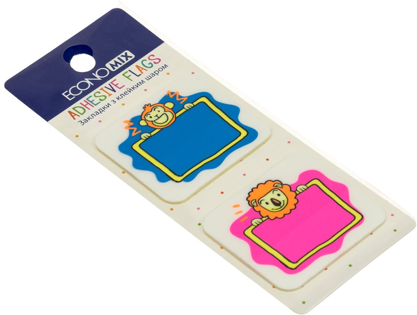 Стикеры-закладки пластиковые Economix  Lion & monkey 40 х45 мм 40 шт ассорти (48) №E20966-02