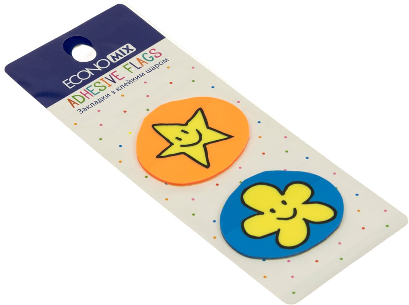 Стикеры-закладки пластиковые Economix  Fun flower and star 35 х40 мм 40 шт ассорти (48) №E20969-02