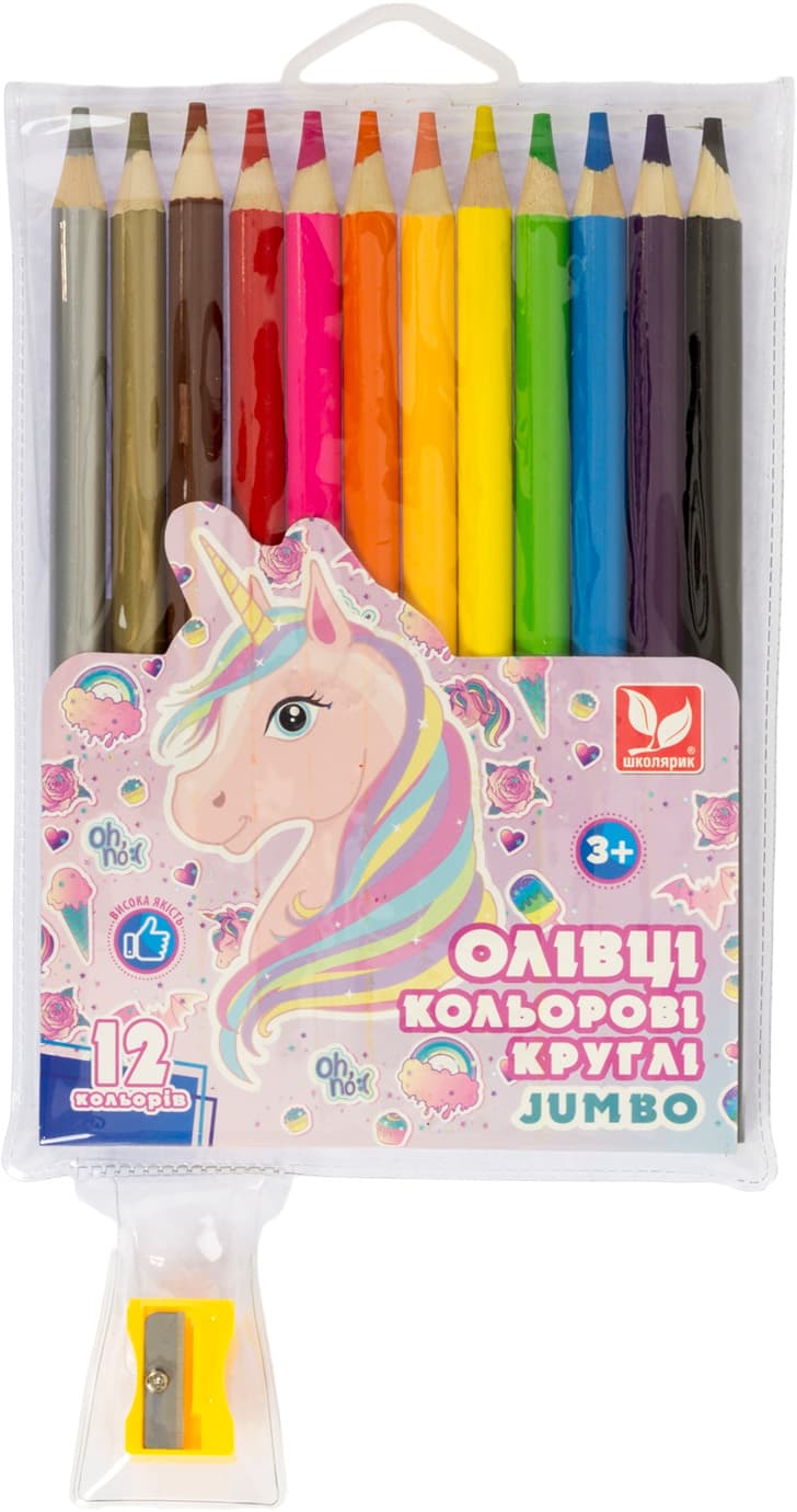 Карандаши цветн. 12 цветн. "Школярик" №312221007 Unicorn+точилка(12)
