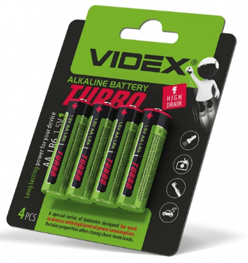 Батарейки Videx Turbo LR-06/блістер 4шт (10)(180)