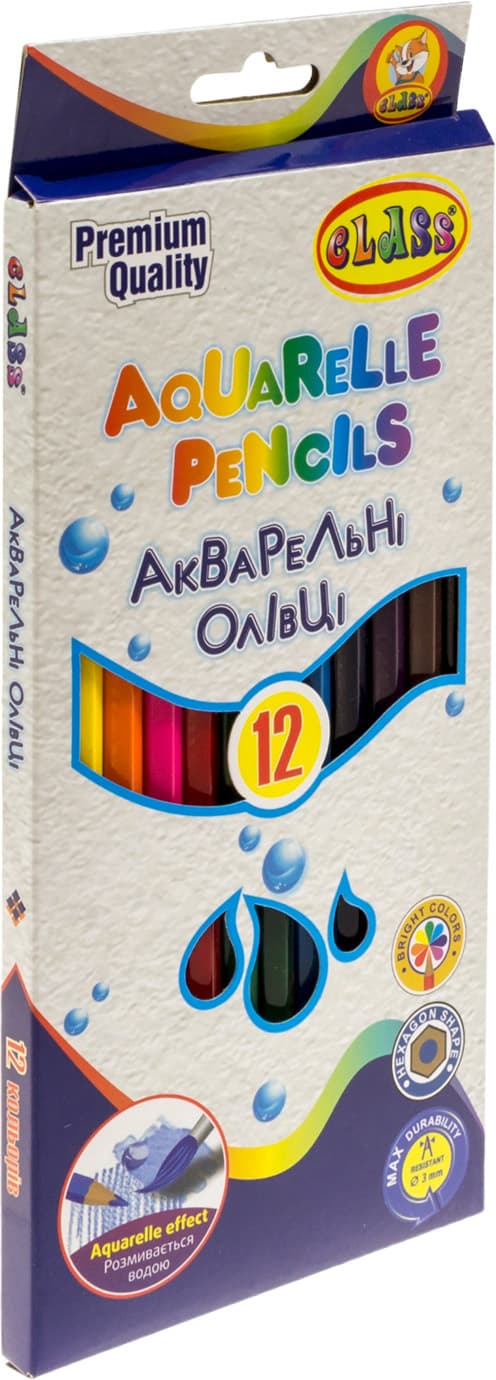 Карандаши цветн. аквар. 12 цветн. "Class" №1412C Aquarelle (12)(240)