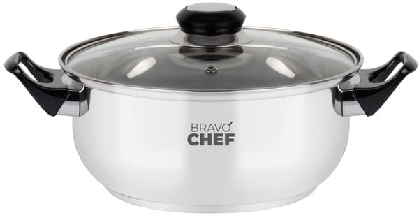 Кастрюля нерж. "Bravo Chef" 24см 4,5л с бакелитовыми ручками №BC-2002-24(6)