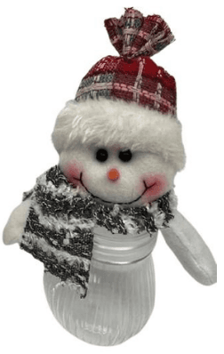 Банка новогодняя для подарков пласт."Santa Snowman" 22см 2 виды №M17314(120)