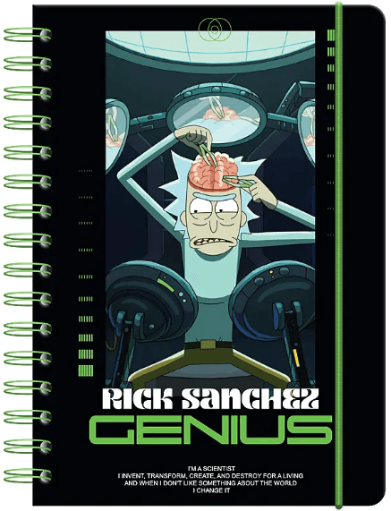 Блокнот пруж. А5 80л. клет. тв. обл. Rick and Morty №RM24-190/Kite/(10)