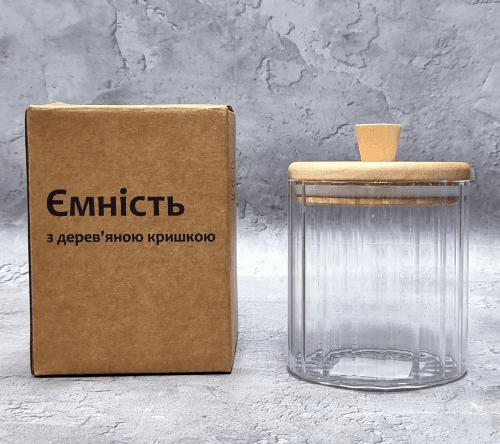 Банка для сип. прод. скло 0,54л з дерев. кришкою №32255/S&T/(24)(36)