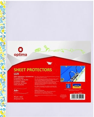 Файл А4+ "Optima" №O35105 40мкм гладкий,с жёлто-голубым орнаментом (20шт/пач.)(90шт/ящ.)