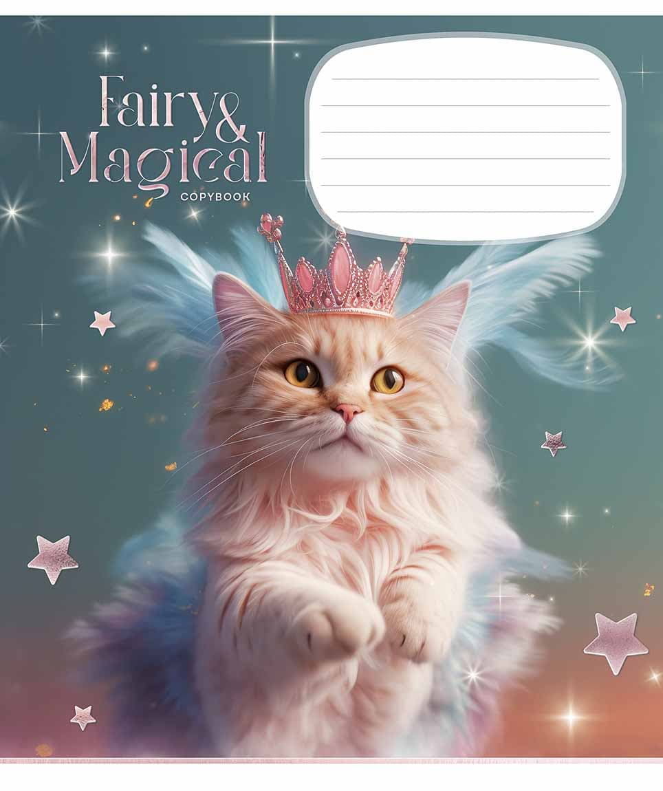 Зошит 18арк. кліт. Школярик "Fairy cats" глітер №018-3316K(25)(250)