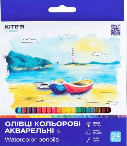 Карандаши цветн. аквар. 24 цветн. "Kite" №К-1050 Classic(6)(120)