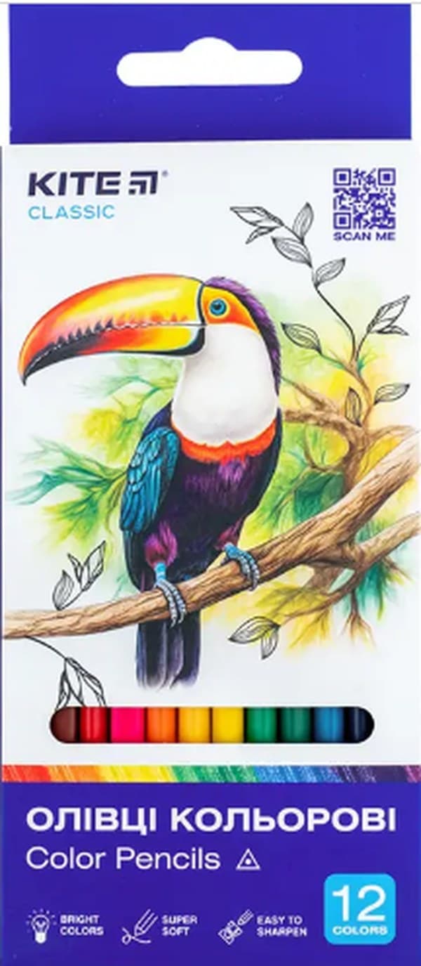 Карандаши цветн. 12 цветн. "Kite" №K-053 Classic тригран.(12)(240)