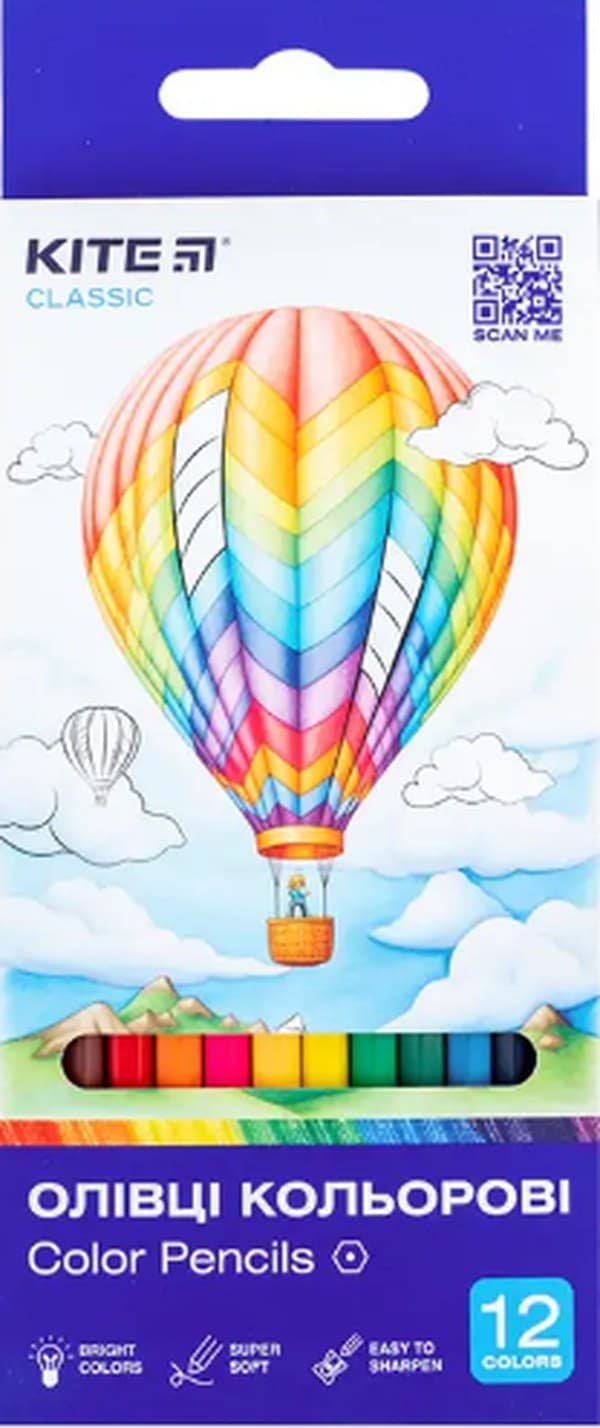 Карандаши цветн. 12 цветн. "Kite" №К-051 Classic(12)(240)