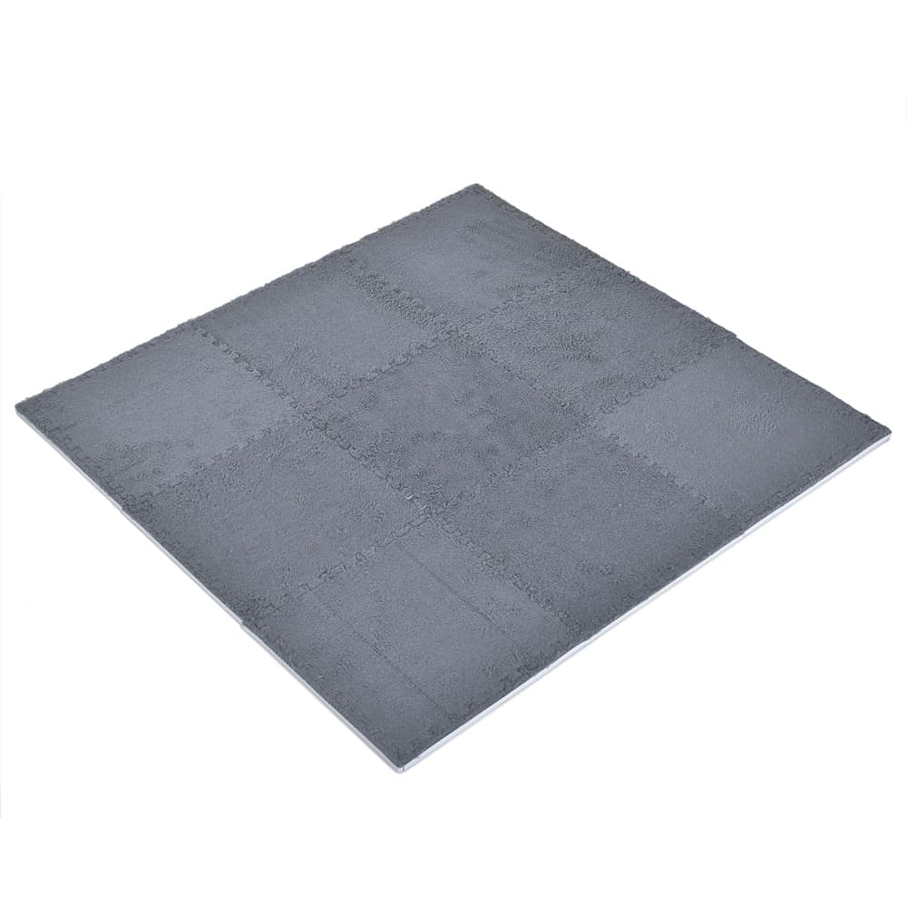 Коврик-пазл с плюшевым покрытием,Gray Fur (9шт) 31х31х1см,серый №ME 1165(10)