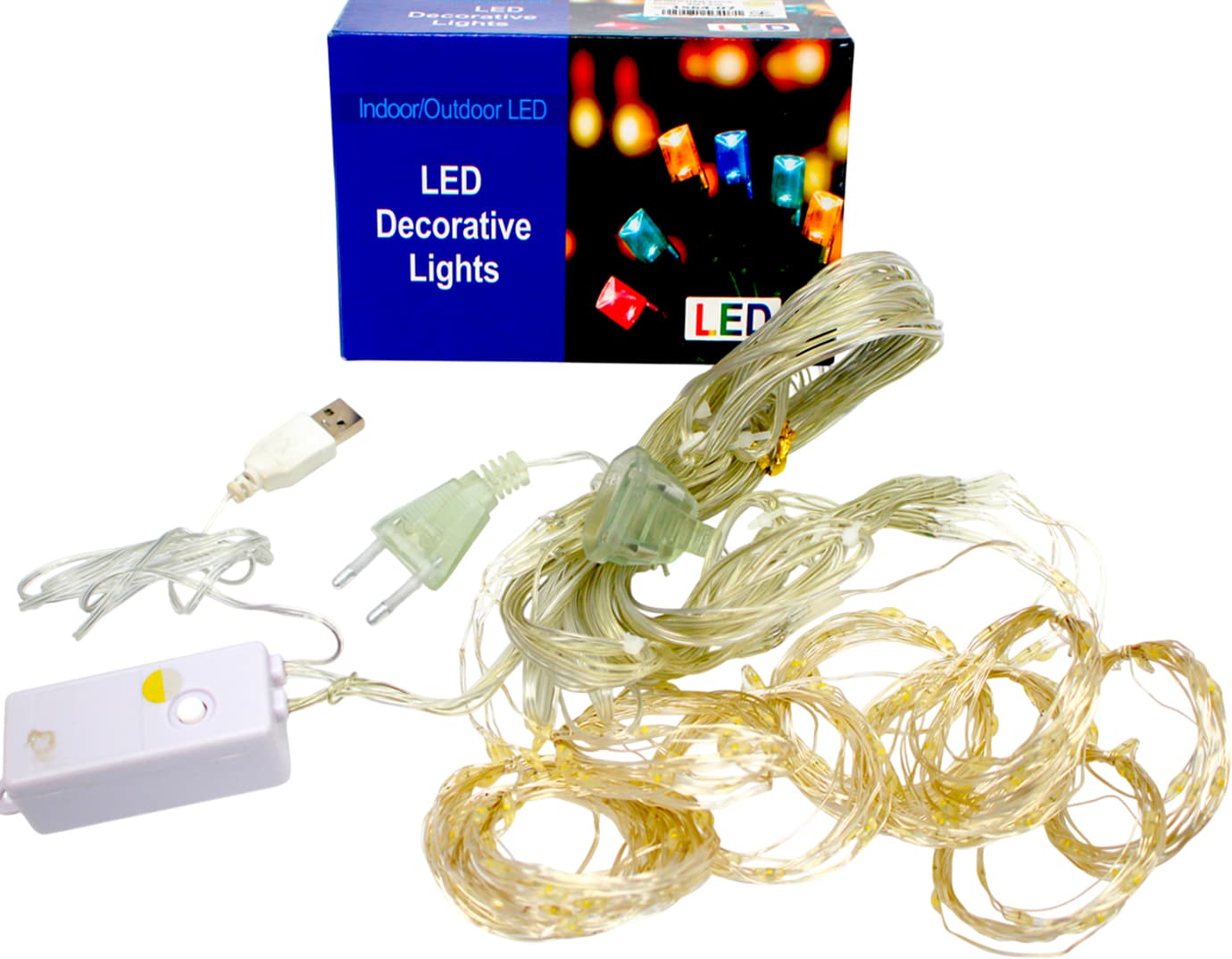 Гірлянда-водоспад електрич. Роса 200LED USB реле 8 режимів,білий теплийL-3мх2м№1564-07(30)