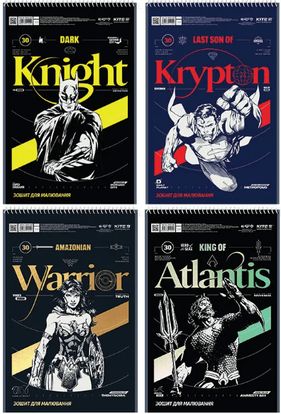 Тетрадь для рисов. на пруж. 30/100 А4 "DC" УФ лак + глиттер №DC24-243/Kite/(12)(96)